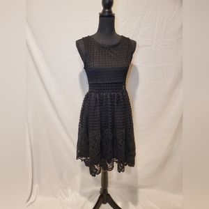 Aqua Lace Mini Cocktail Dress, Black, Medium